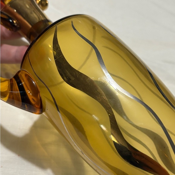 Vintage Amber Glass Decanter Set with Glasses - Picture 9 of 13